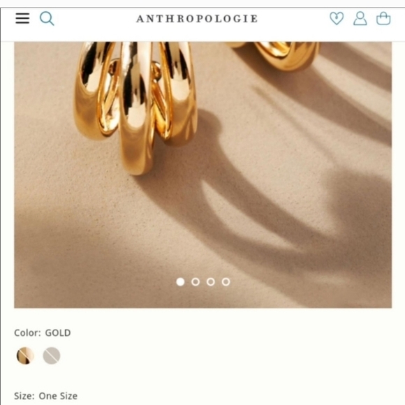 ANTHROPOLOGIE ALEX 14K GOLD TRIPLE RING EARRINGS - Picture 5 of 6